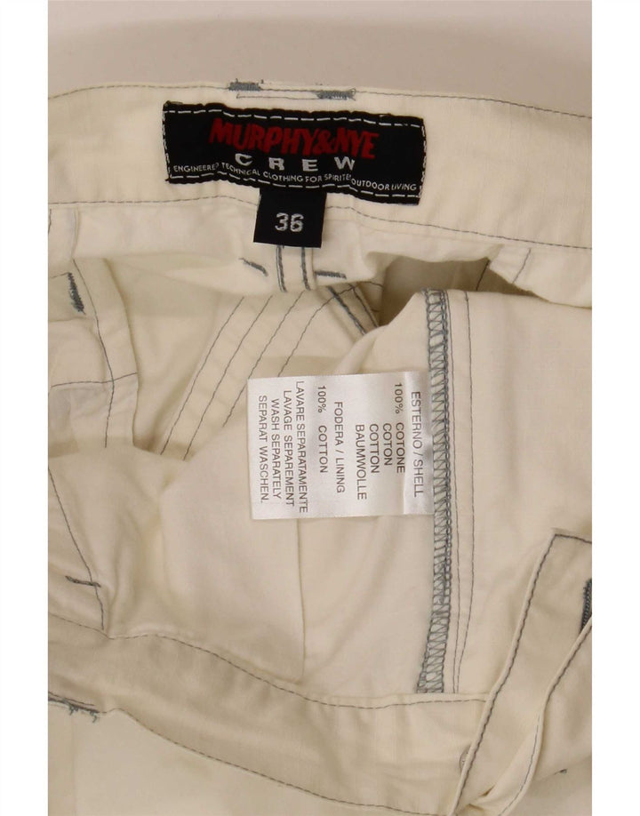 Murphy & Nye Herren-Cargoshorts mit Grafik, Größe L, W36, cremefarbene Baumwolle