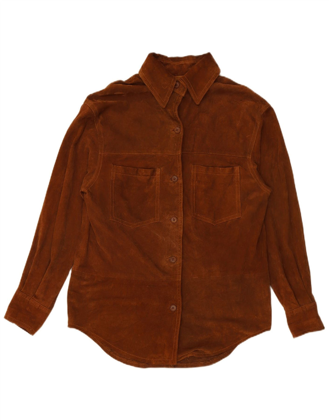 VINTAGE Damen Wildlederhemd UK 16 Large Braun
