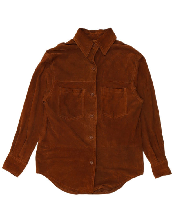 VINTAGE Damen Wildlederhemd UK 16 Large Braun