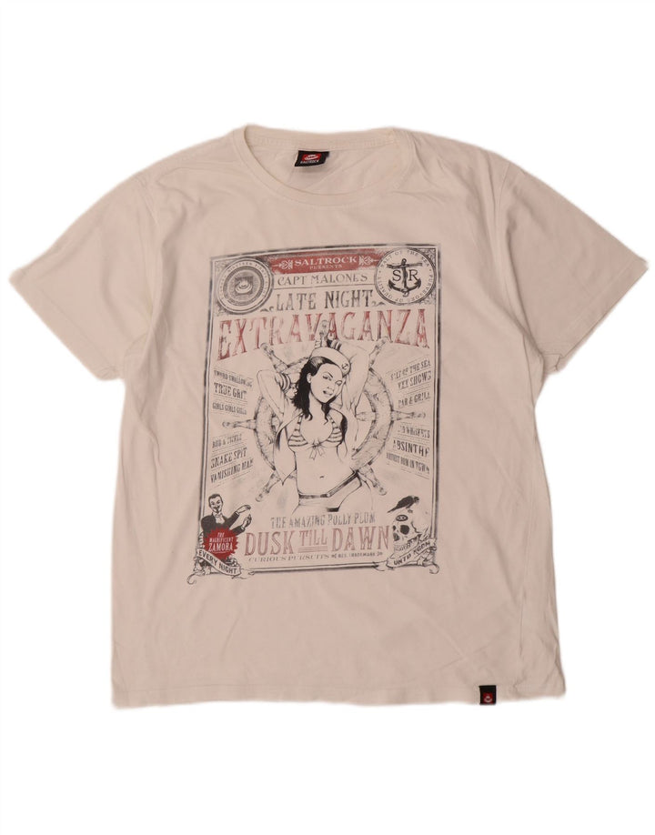 Saltrock Herren Grafik-T-Shirt-Oberteil Mittelweiß