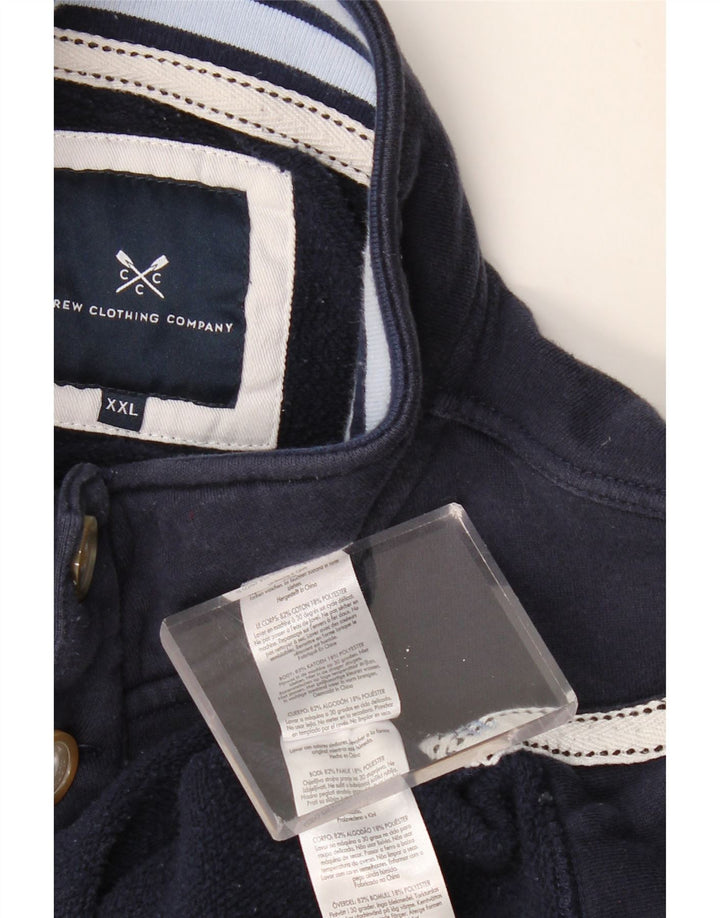 CREW CLOTHING Herren-Sweatshirt mit Knopfkragen, 2XL, Marineblau, Baumwolle