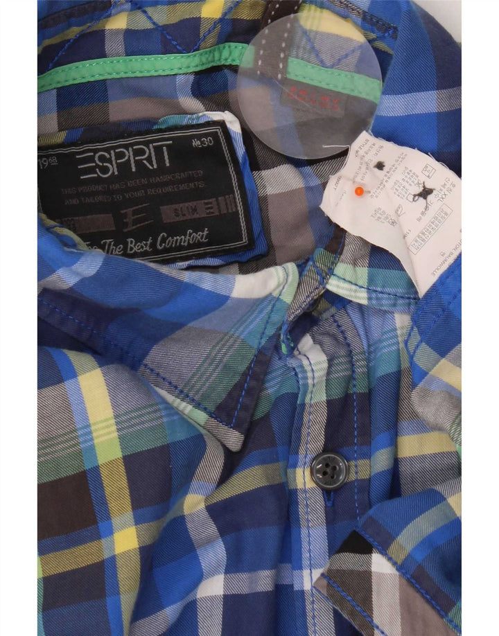 Esprit Herren-Flanellhemd 2XL, blau kariert, Baumwolle