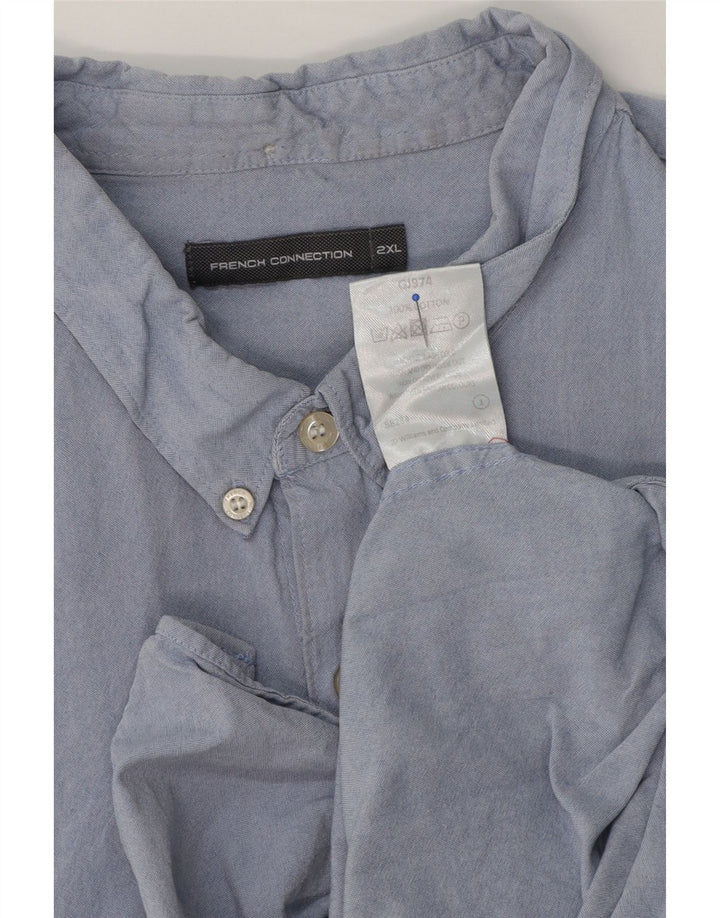 French Connection Herren Kurzarmhemd 2XL Blau Baumwolle