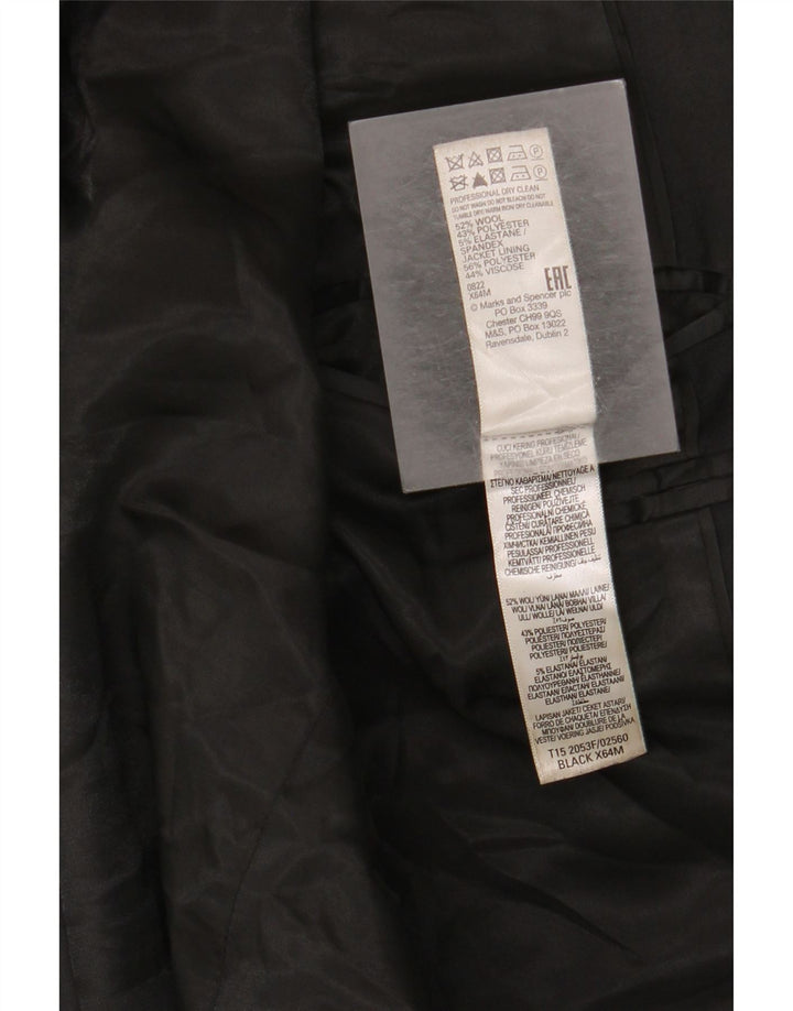 Marks & Spencer Herren-Blazer mit 2 Knöpfen, UK 38, mittelschwarze Wolle