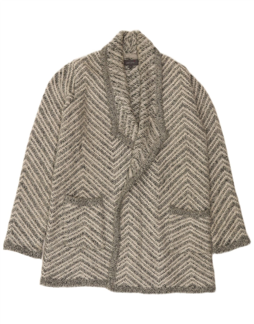 Marks & Spencer Damen Longline-Cardigan-Pullover UK 14 Mittelgrauer Chevron