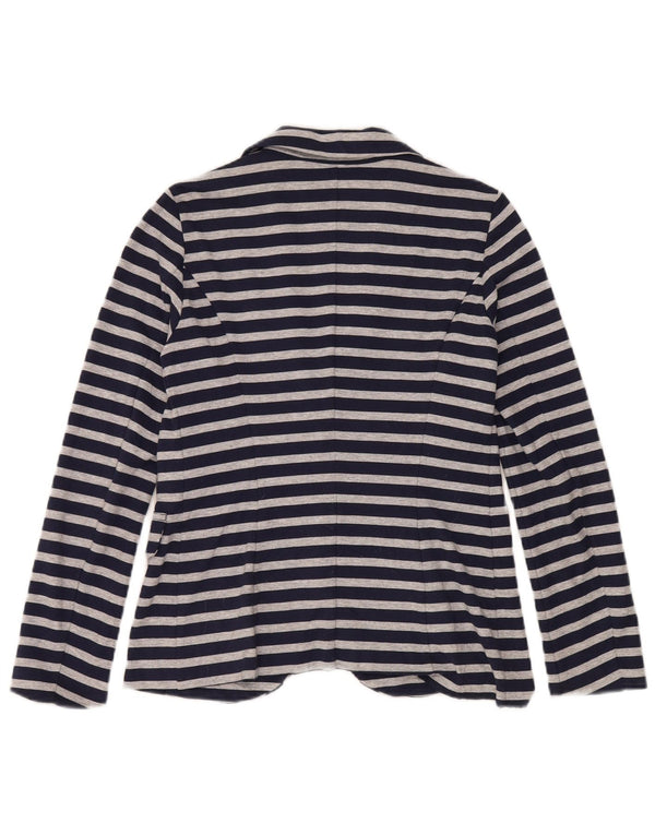 Benetton Damen-Blazer mit 1 Knopf, Gr. 10, Größe S, Marineblau, gestreift