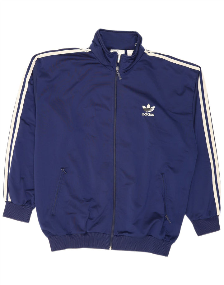 ADIDAS Herren-Trainingsanzug, Top-Jacke, UK 42/44, großes marineblaues Polyester