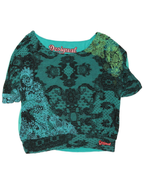 Desigual Damen Übergroßes grafisches Blusenoberteil UK 18 XL Türkis Paisley