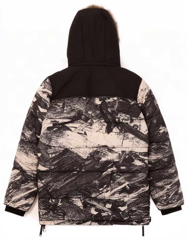 Superdry Herren-Skijacke mit Kapuze, UK 42, XL, schwarzes Colourblock-Polyester