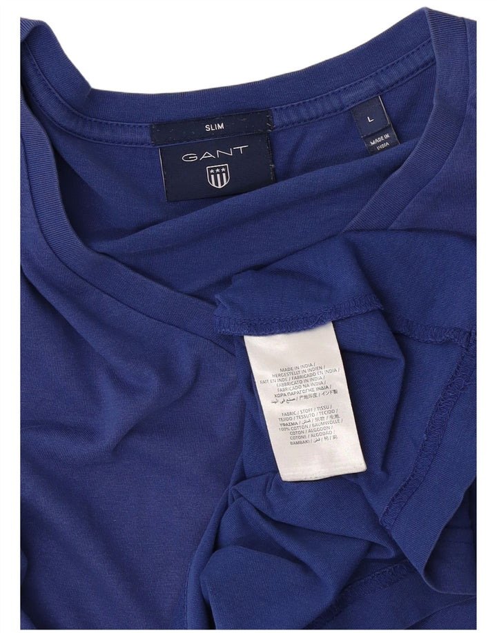 Gant Slim Fit T-Shirt-Oberteil für Herren, groß, aus blauer Baumwolle