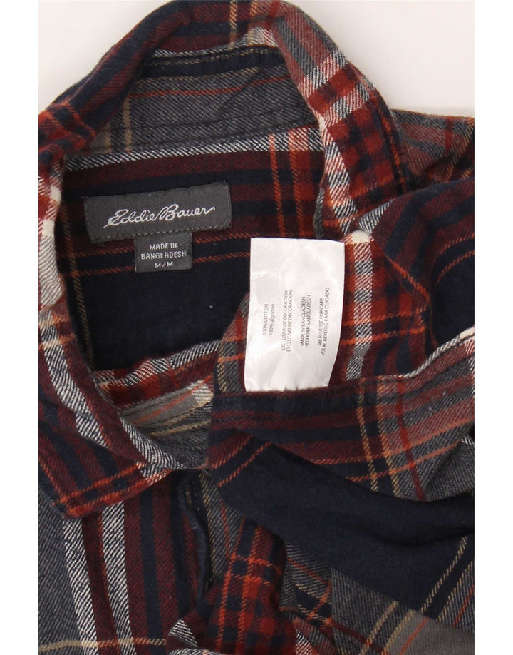 Eddie Bauer Herren Flanellhemd Mittel Marineblau Karo Baumwolle