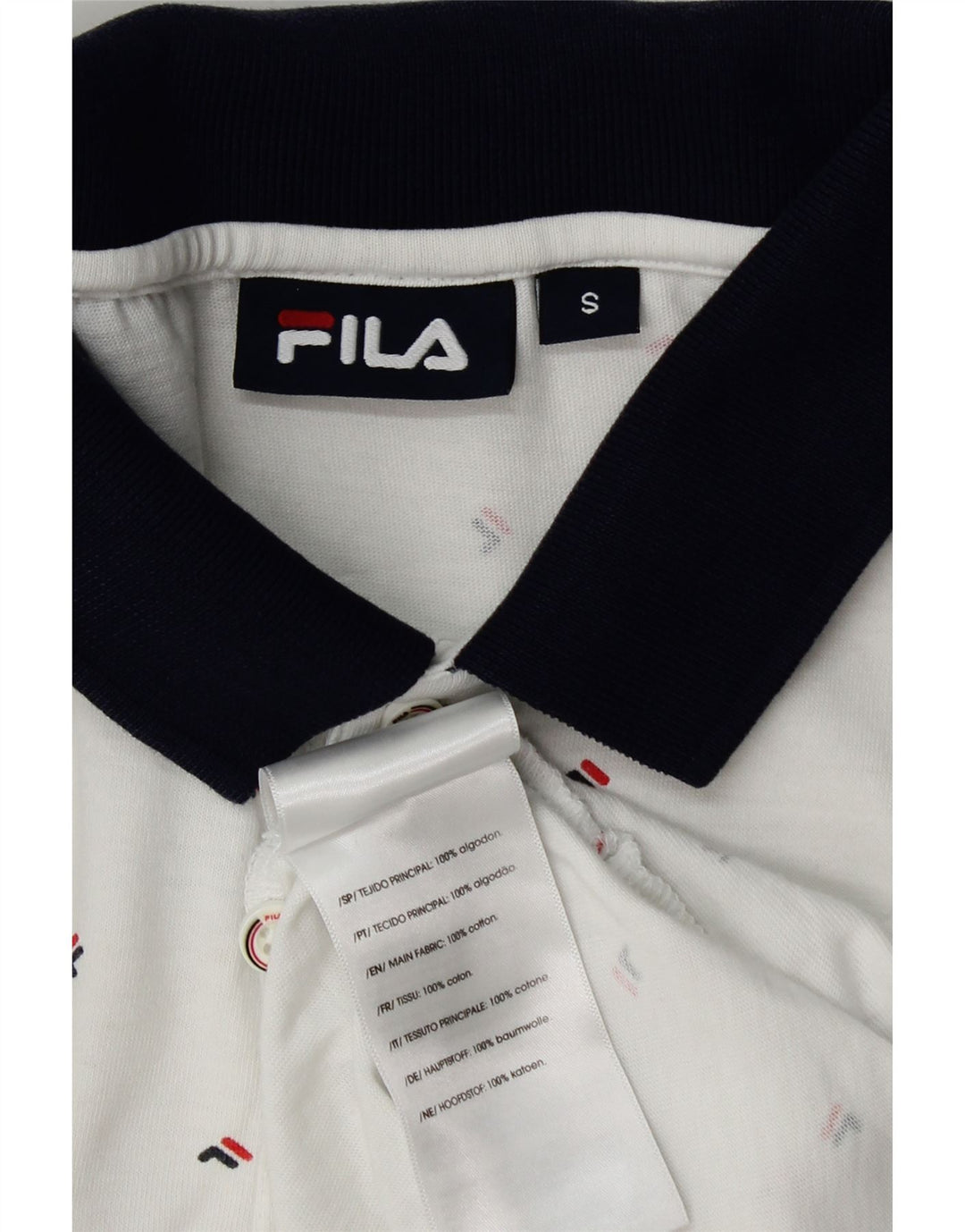 Fila Herren-Poloshirt mit Grafik, Größe S, weiße Baumwolle