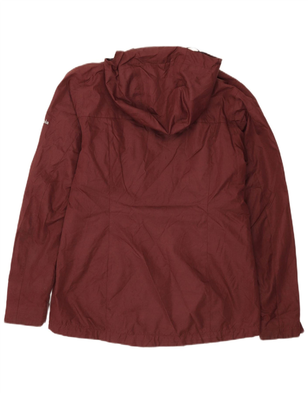 COLUMBIA Damen-Windbreaker-Jacke mit Kapuze, übergroß, Gr. 10, klein, Burgunderrot