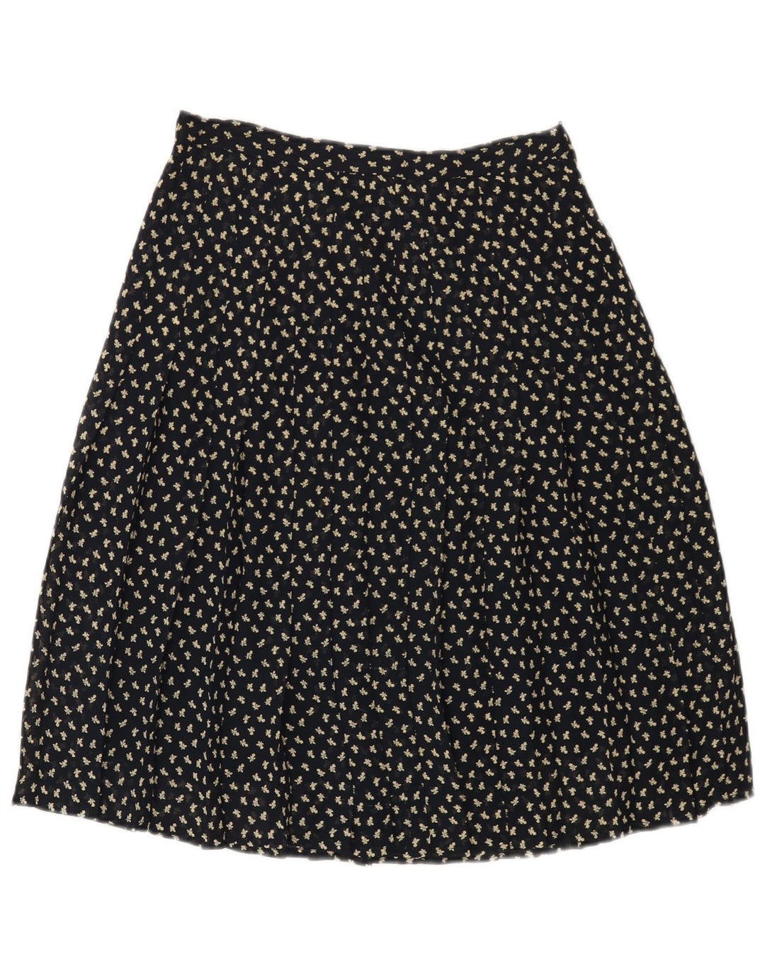 VINTAGE Damen-Rock in A-Linie mit hoher Taille, Größe 44, Mittel W26, Marineblau mit Blumenmuster