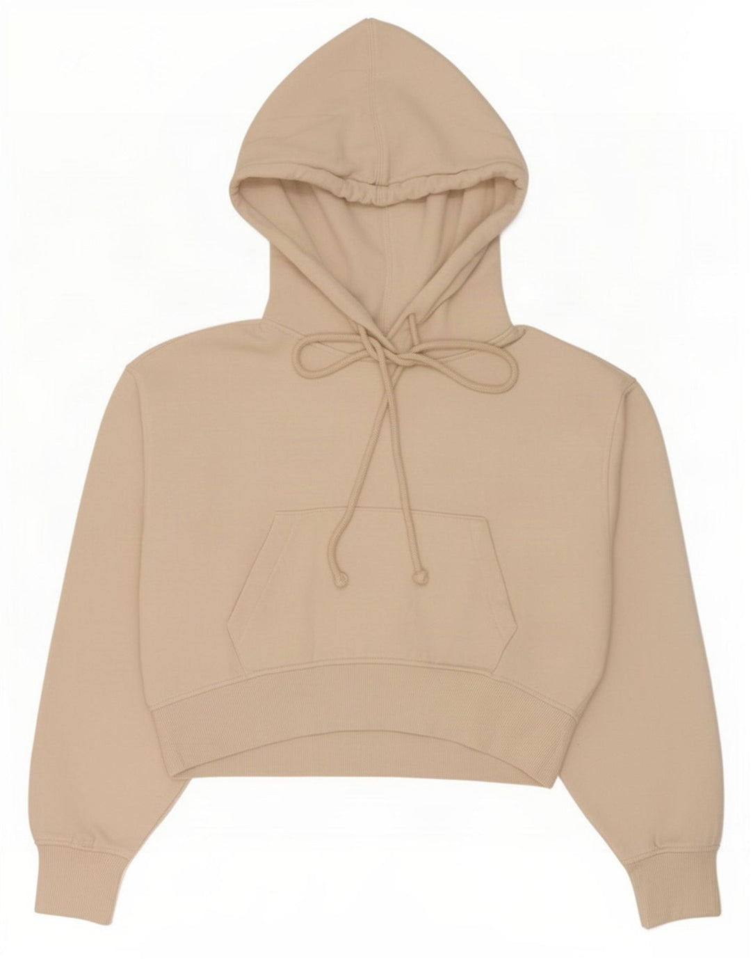 Zara Damen Crop Hoodie Pullover UK 14 Medium Beige Polyester