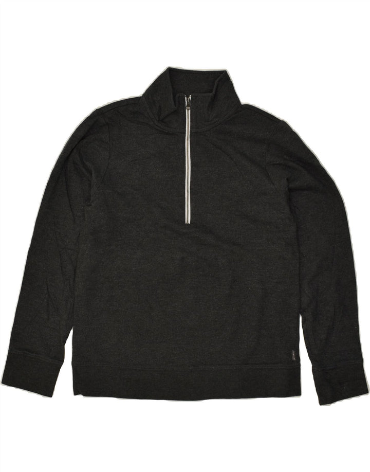 EDDIE BAUER Womens Zip Neck Sweatshirt Jumper UK 10 Small Grey Cotton | Vintage Eddie Bauer | Thrift | Second-Hand Eddie Bauer | Used Clothing | Messina Hembry 