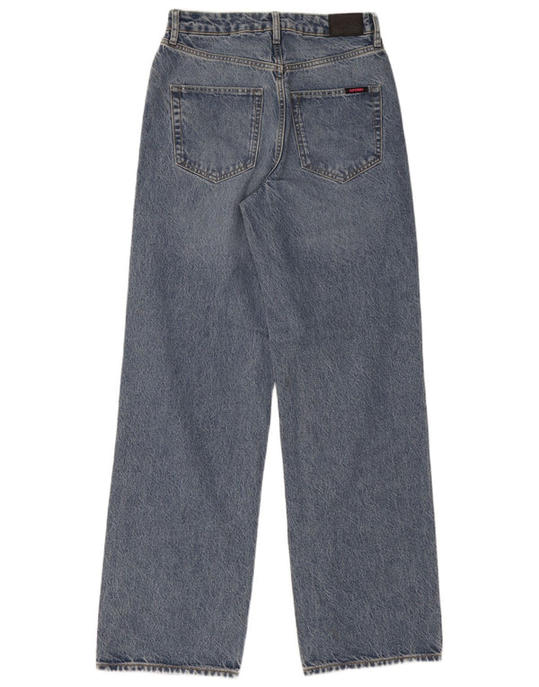 Superdry Damen-Jeans mit hoher Taille und weitem Bein, W28 L32, blaue Baumwolle
