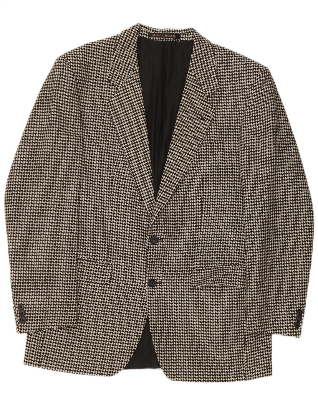 Marks & Spencer Herren-Blazer, lang, Gr. 40, mittelschwarz, Hahnentrittmuster