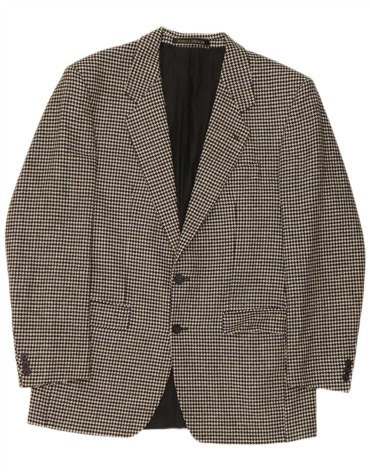 Marks & Spencer Herren-Blazer, lang, Gr. 40, mittelschwarz, Hahnentrittmuster