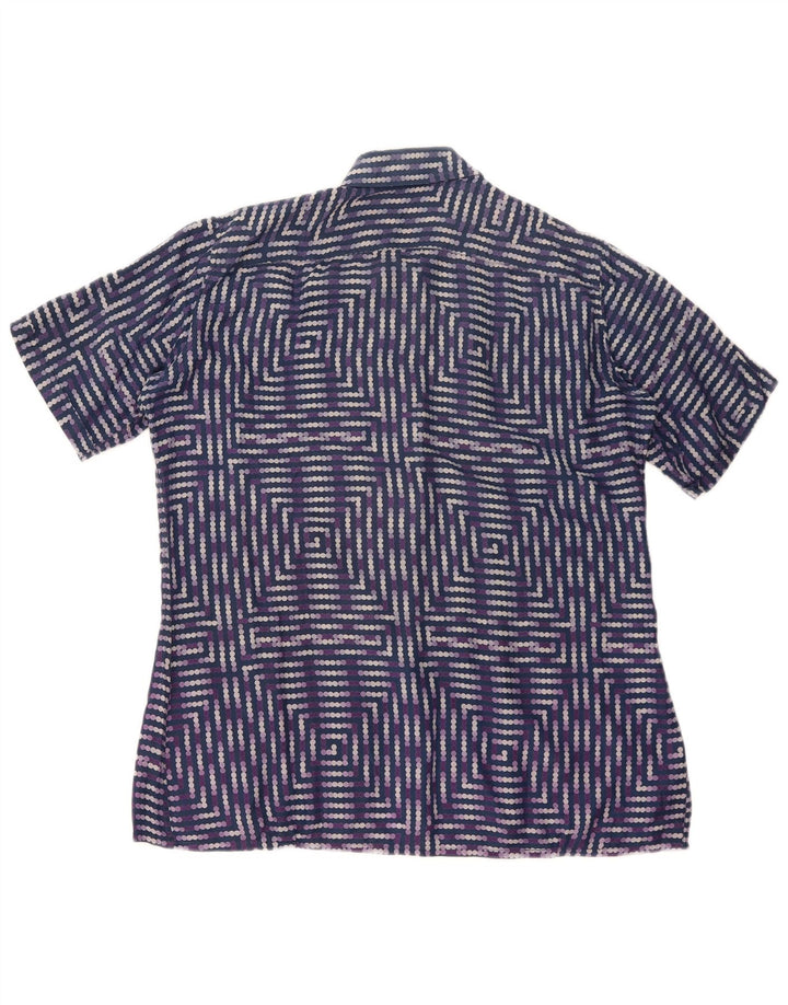 PANCALDI Herren Kurzarmhemd XL Blau Geometrisch