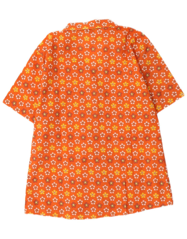 Roveri Donna Damen Kurzarm-Hemdbluse UK 14 Mittelorange geblümt