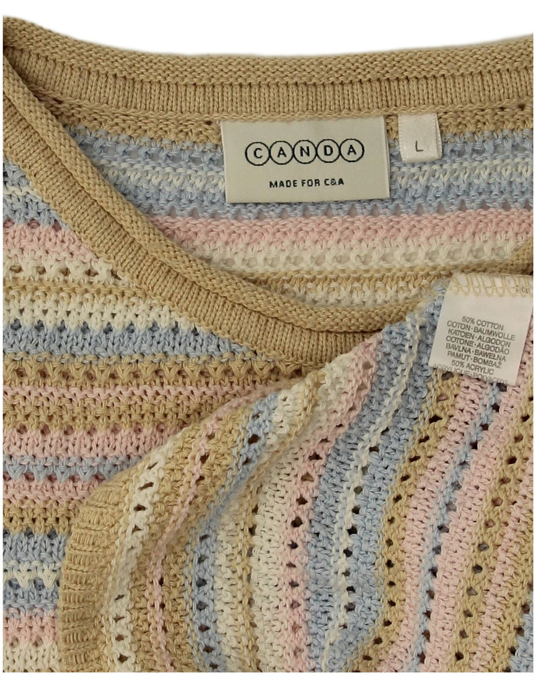 Canda Damen-Pullover, übergroß, Rundhalsausschnitt, Gr. 42, Größe L, mehrfarbig