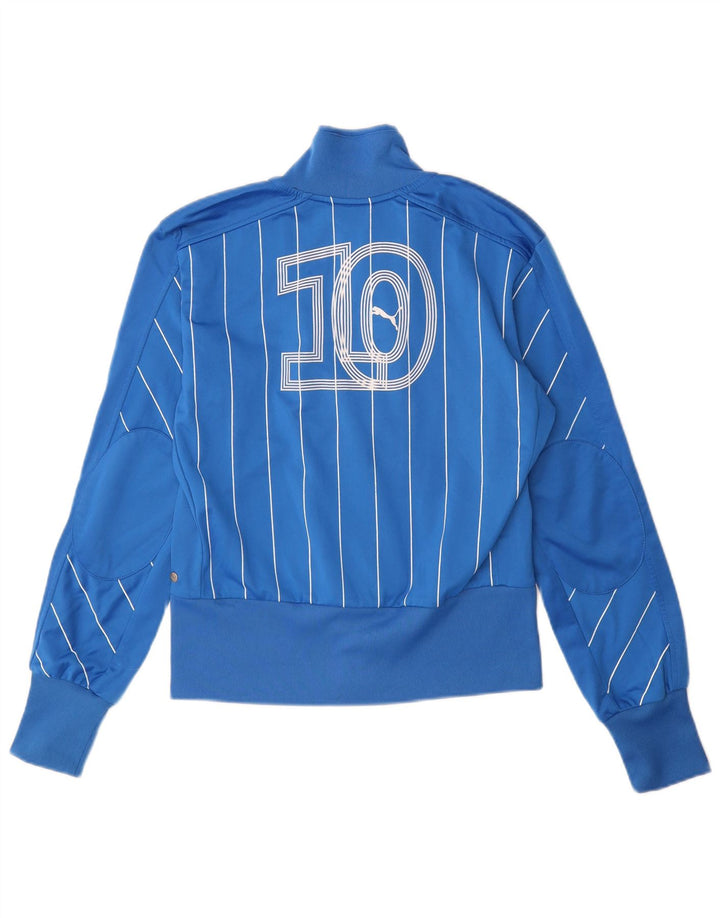 Puma Womens Graphic Trainingsanzug Top Jacke UK 10 Kleine blaue Nadelstreifen