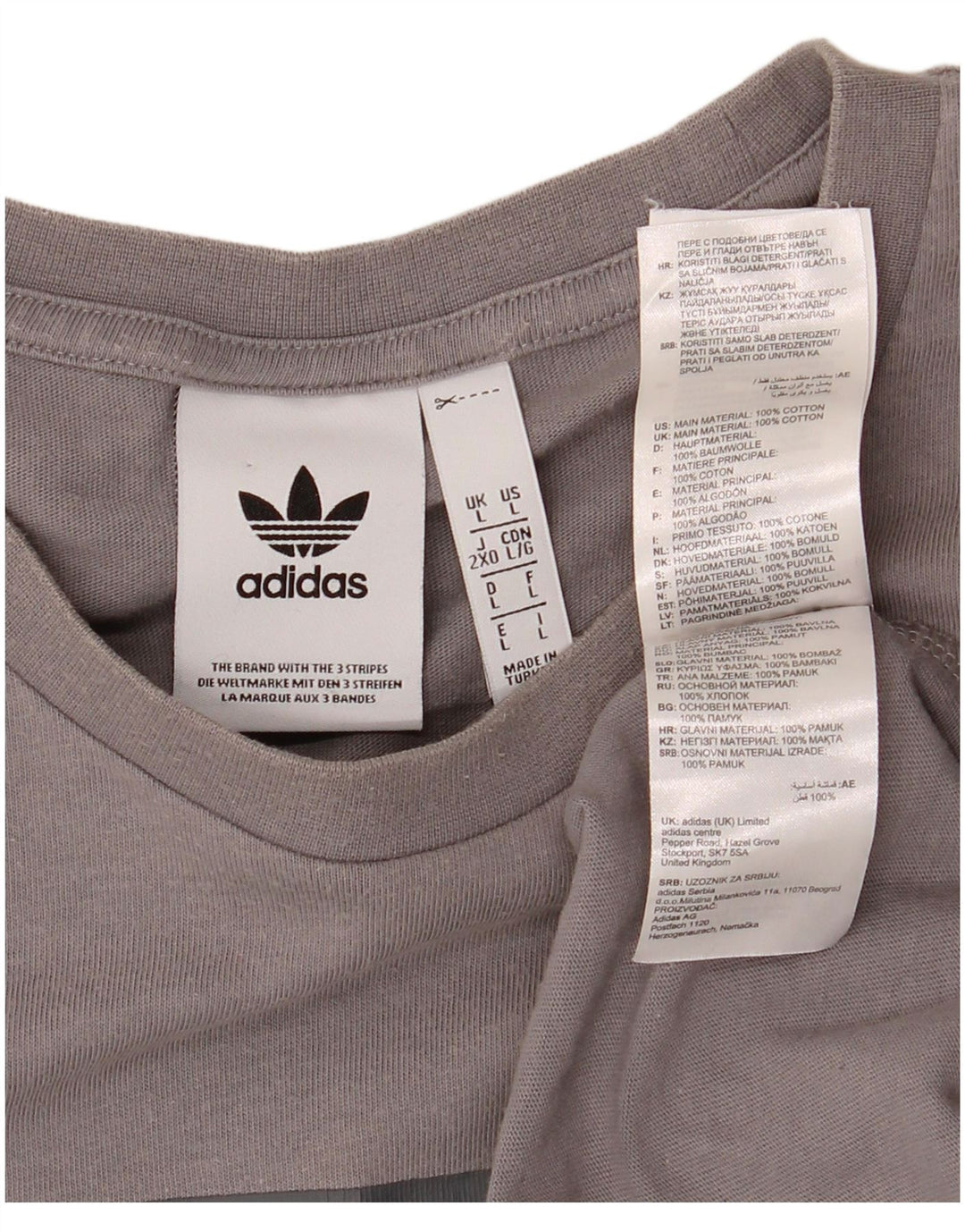 ADIDAS Herren Grafik T-Shirt Top Große graue Baumwolle