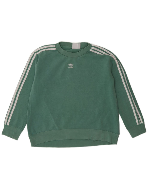 Adidas übergroßer Damen-Sweatshirt-Pullover, Gr. 8, klein, grüne Baumwolle