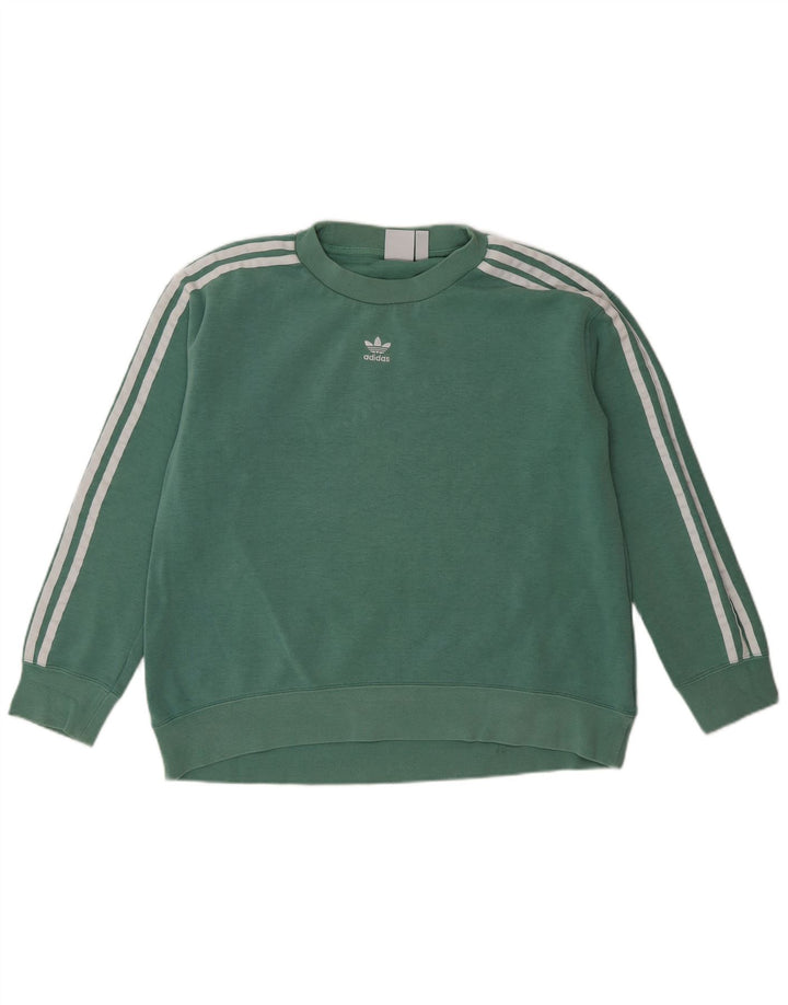 Adidas übergroßer Damen-Sweatshirt-Pullover, Gr. 8, klein, grüne Baumwolle