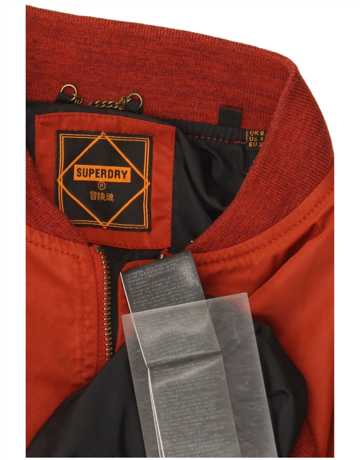Superdry Damen Übergroße Bomberjacke UK 8 Small Rotes Nylon