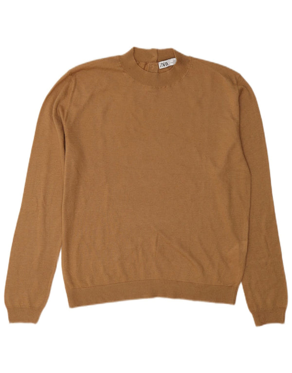 Zara Damen-Pullover mit Rollkragen, Gr. 12, Medium Khaki, Modal