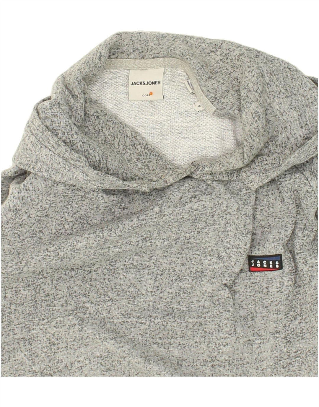 JACK & JONES Mens Hoodie Jumper Small Grey Flecked Cotton Vintage Jack & Jones and Second-Hand Jack & Jones from Messina Hembry 