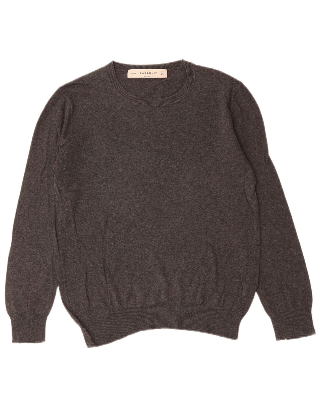 ZARA Mens Crew Neck Jumper Sweater Small Grey Cotton