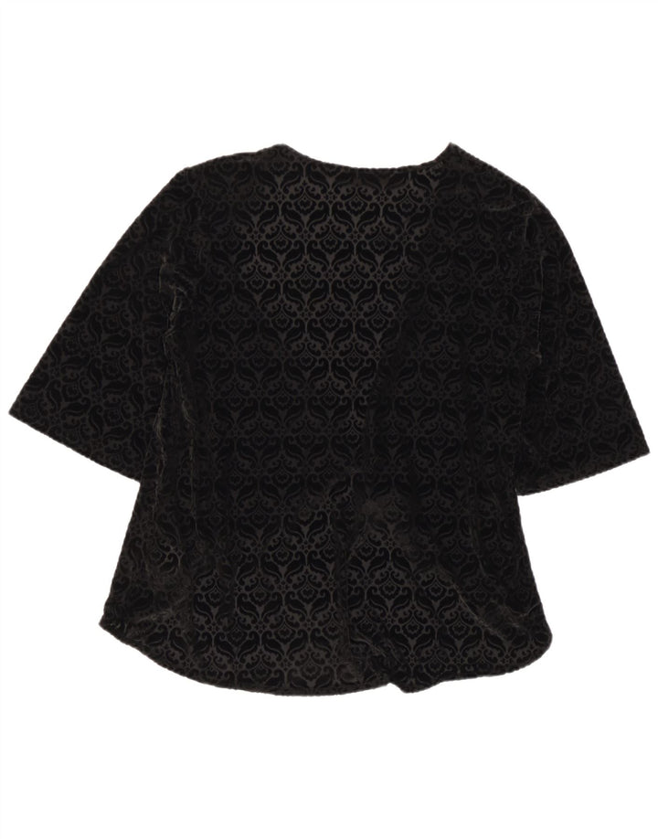 Offenes Cami-Top aus Velours für Damen, UK 12, Mittelschwarzes Paisley-Polyester