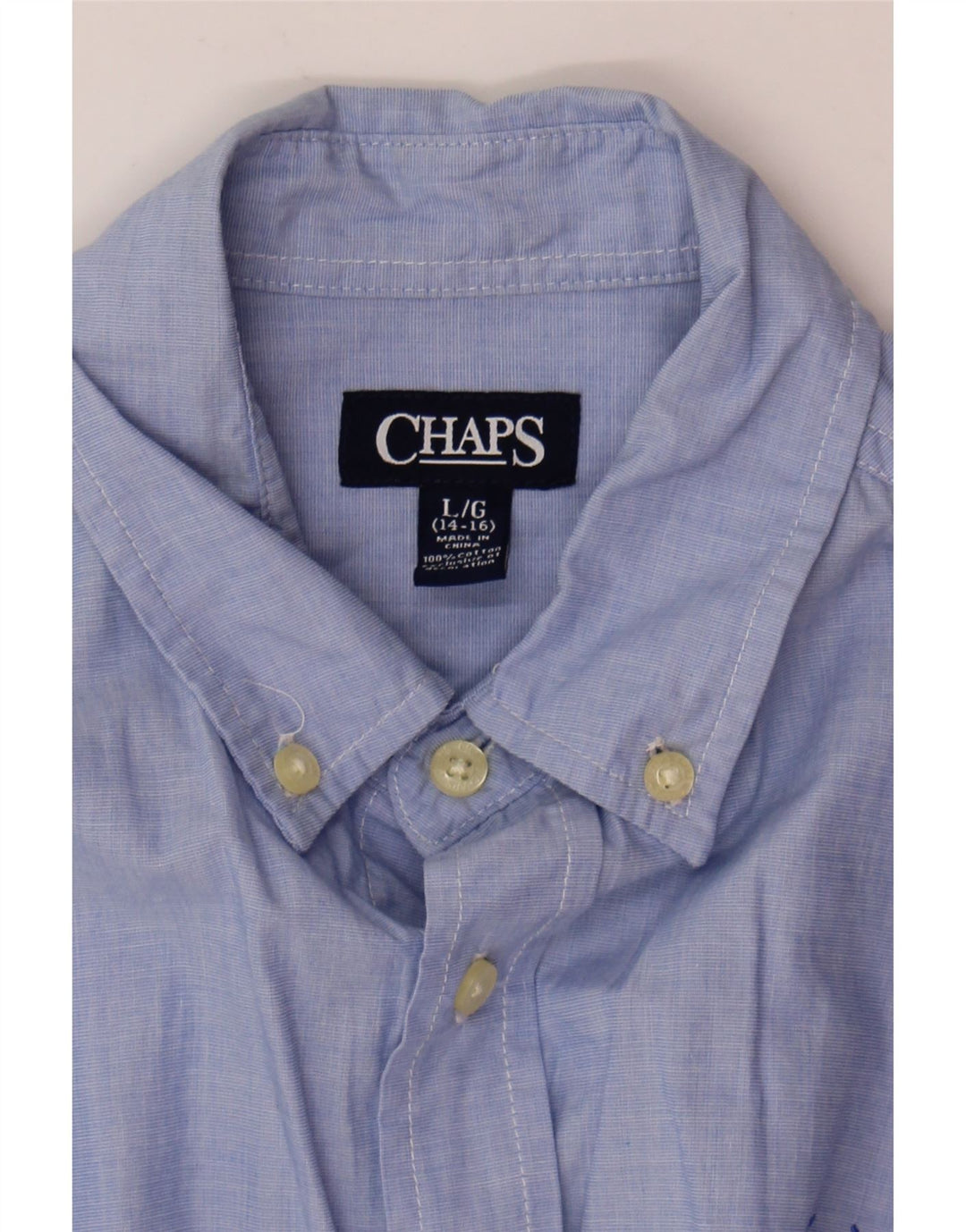 CHAPS Boys Shirt 14-15 Years Large Blue Cotton Vintage Chaps and Second-Hand Chaps from Messina Hembry 