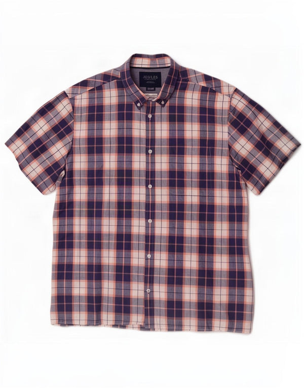 Joules Mens Short Sleeve Classic Fit Shirt 2XL Blue Check Cotton