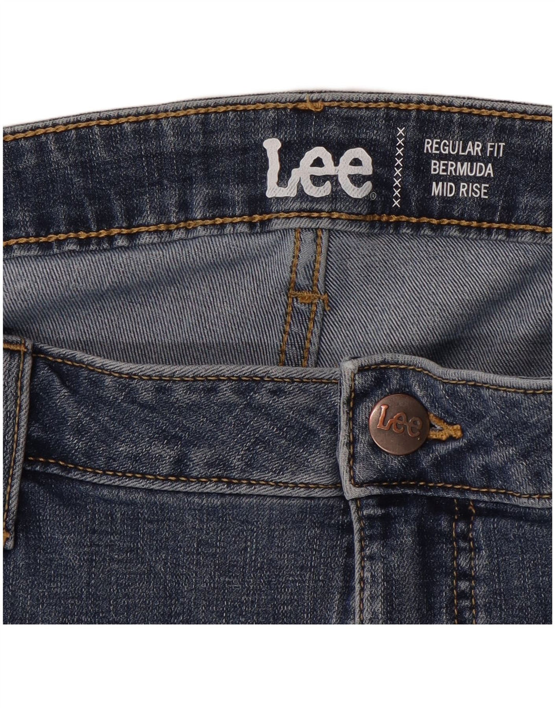 LEE Damen Denim-Bermudashorts mit mittelhohem Bund und normaler Passform, W44, 3XL, Blau