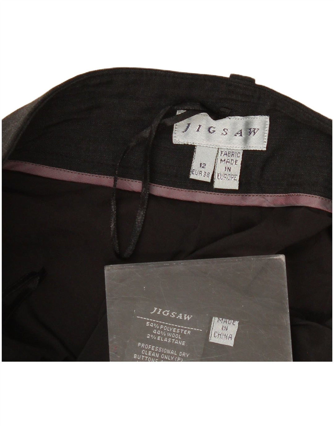 JIGSAW Gerade Damen-Anzughose, UK 12, M, W34, L34, Grau, Polyester
