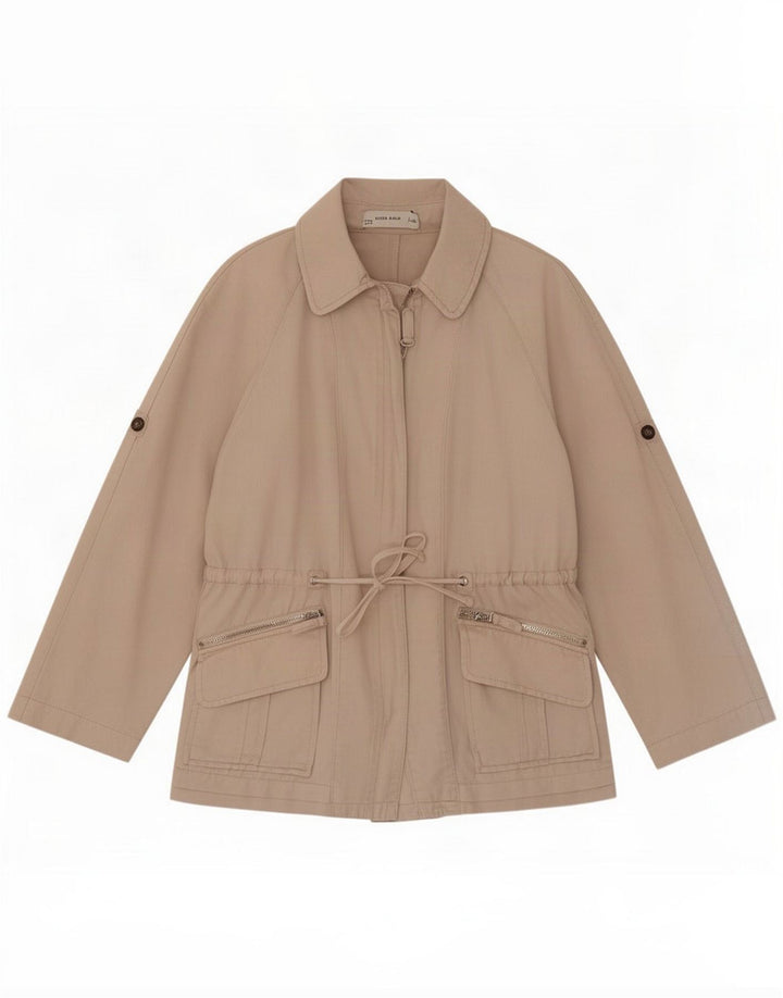 Zara Damen Utility-Jacke UK 12 Mittelbeige