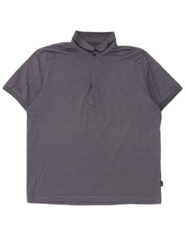 Hugo Boss Herren-Poloshirt mit normaler Passform, großes marineblaues Nadelstreifenmuster