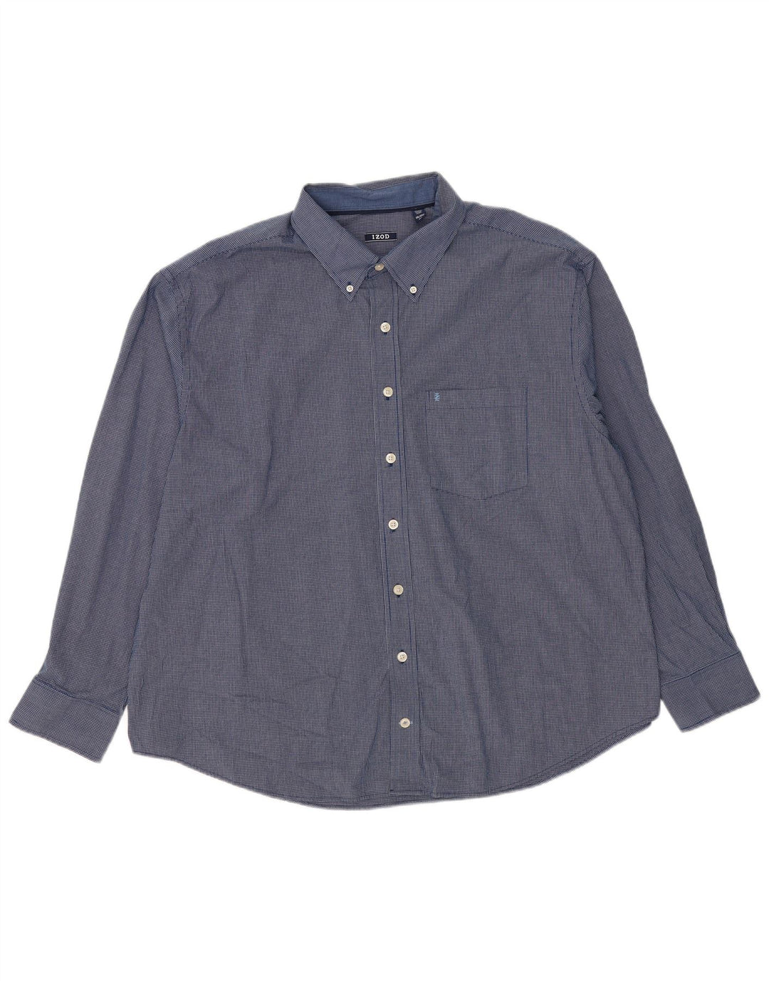 Izod Herren-Hemd mit lockerer Passform, 2XL, blau kariert, Baumwolle, klassisch