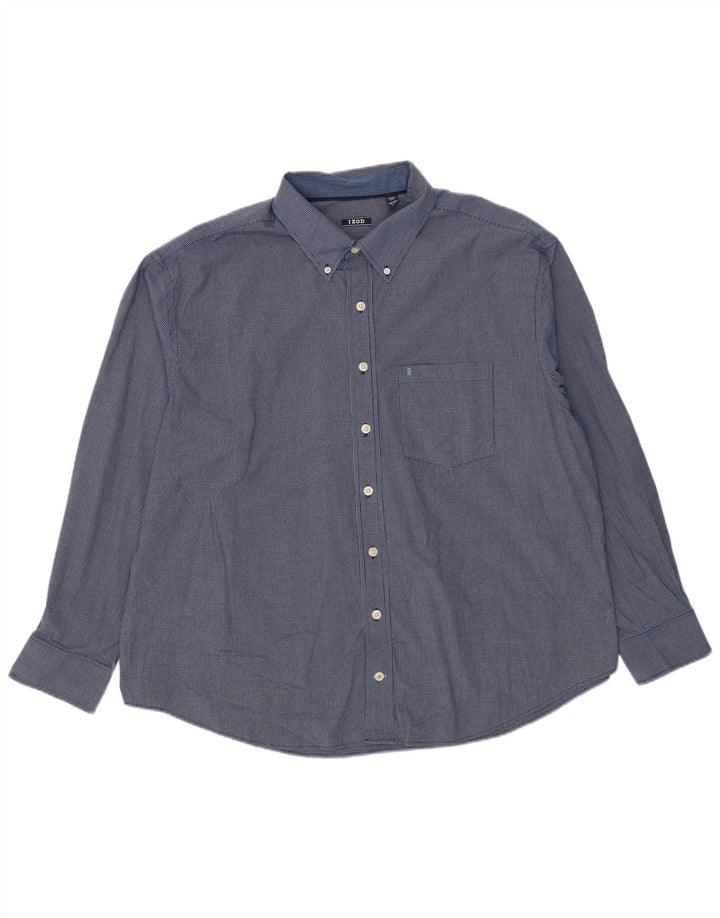 Izod Herren-Hemd mit lockerer Passform, 2XL, blau kariert, Baumwolle, klassisch