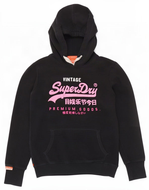 Superdry Graphic Hoodie-Pullover für Damen, UK 14, mittelmarineblaue Baumwolle