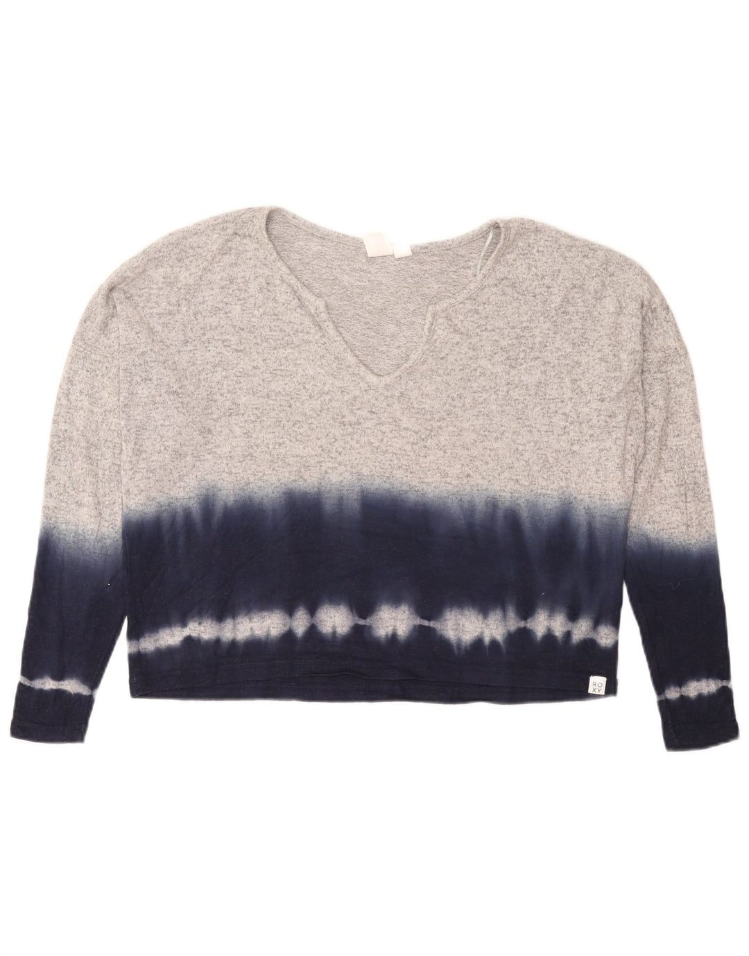 Roxy Damen-Oversize-Oberteil mit langen Ärmeln, Gr. 10, Größe S, Grau, Batik-Viskose