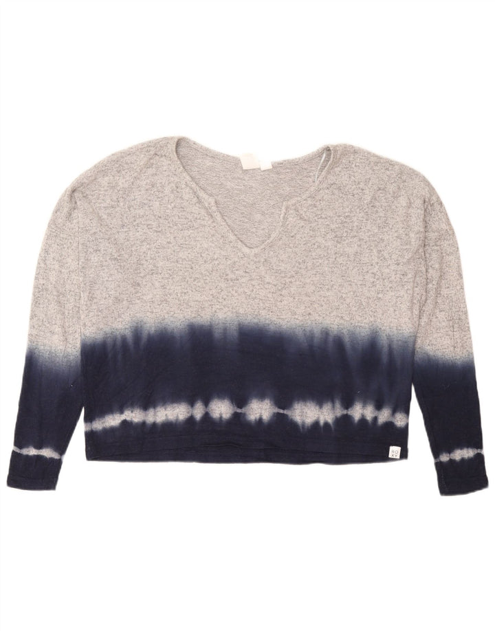 Roxy Damen-Oversize-Oberteil mit langen Ärmeln, Gr. 10, Größe S, Grau, Batik-Viskose