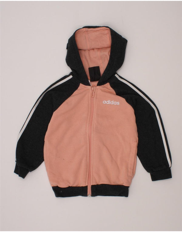 Adidas Mädchen-Kapuzenpullover mit Reißverschluss, 2–3 Jahre, Rosa, Colourblock-Baumwolle