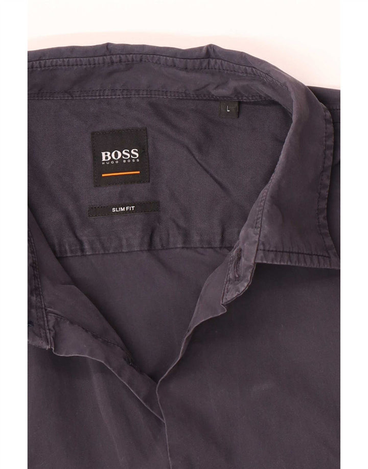 Hugo Boss Herren-Slim-Fit-Hemd, groß, Marineblau