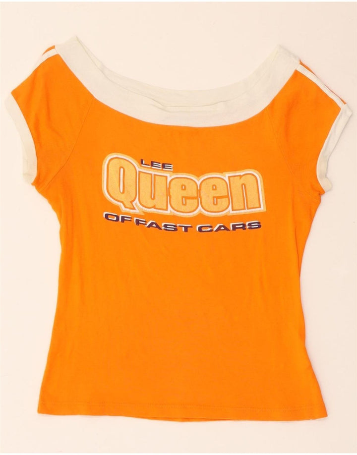 LEE Damen Crop Graphic T-Shirt Top UK 12 Mittelorange Baumwolle