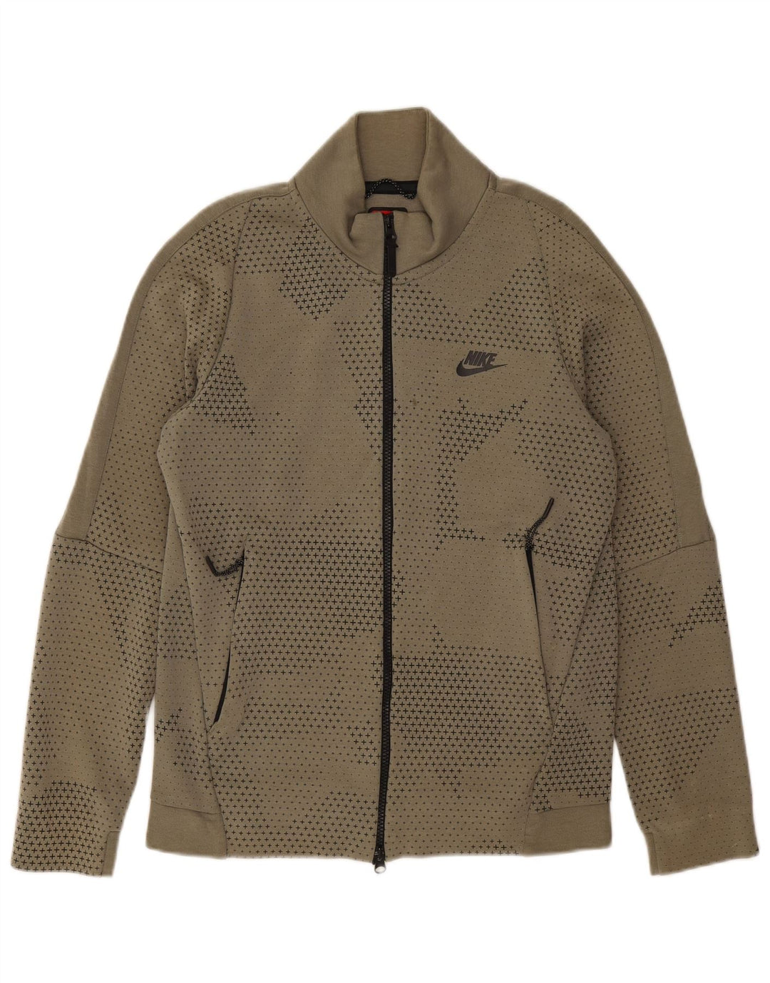 NIKE Mens Tracksuit Top Jacket Small Khaki Spotted Cotton